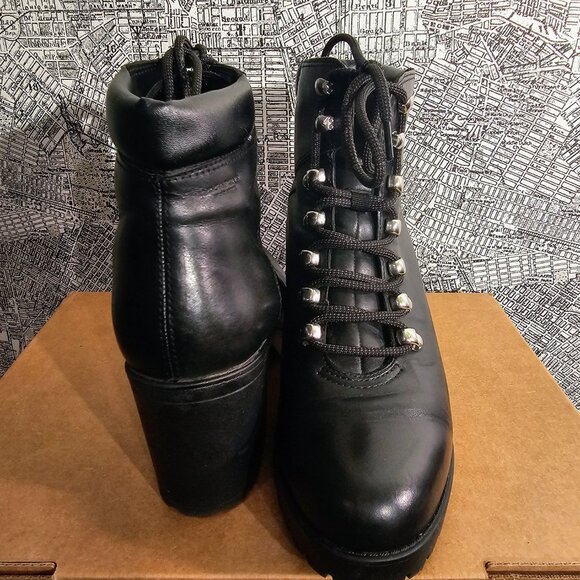 VAGABOND Grace Black Leather Lug Sole Lace Up Boots| Sz 10 - Picture 2 of 11